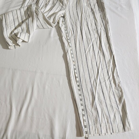 Old Navy XL Gray Striped Linen Extra High Rise Pockets Taylor Wide Leg Trouser - Picture 14 of 16